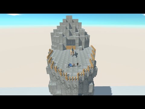 MODERN HUMAN Melee Weapon Team on Cliff Edge vs ALL UNITS Animal Revolt Battle Simulator