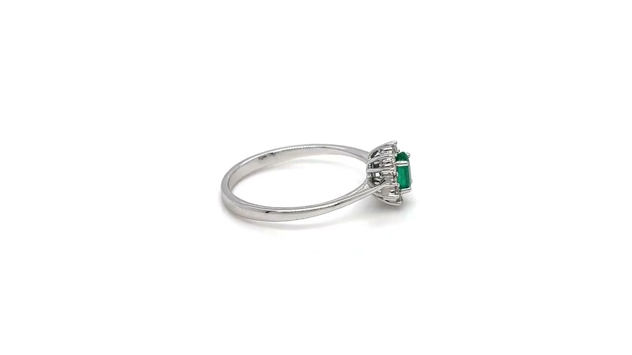 Diana ring roset 0,11 H-W/SI-smaragd 14 kt.