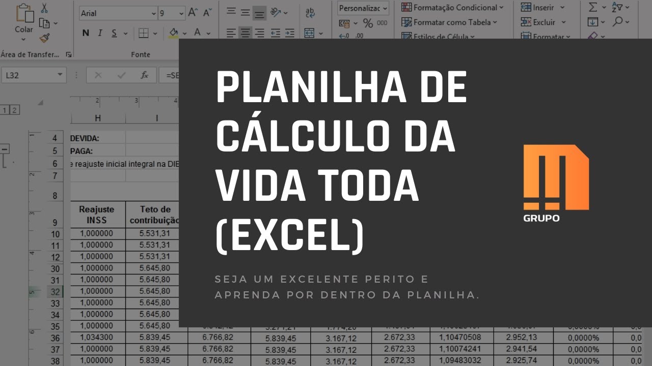 A melhor planilha Excel para cálculo da VIDA TODA (todas as funções e fórmulas abertas)