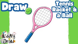 How to Draw a Tennis Racket and Ball - Easy Step-by-Step! 🎾