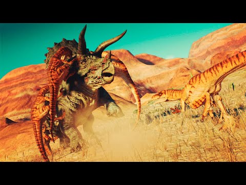 Triceratops VS Velociraptors | Jurassic World Evolution 2