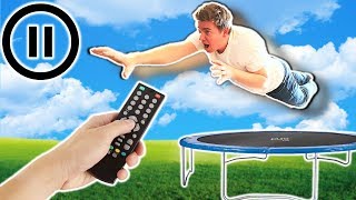 Ultimate PAUSE Challenge FROZEN IN MID AIR! - Meg and Mo Show
