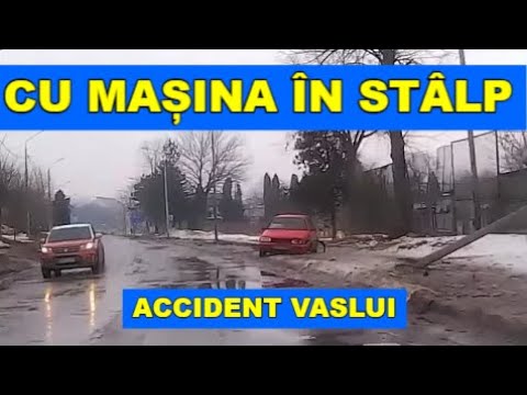 Cu masina in stalp / Accident rutier la intrare în Vaslui pe DN 15D dinspre Negresti