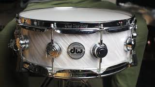 Video thumbnail for DW Collector's 5x14 Maple Standard Twisted White Satin Snare Drum by The Drum Shop - Portland, Maine