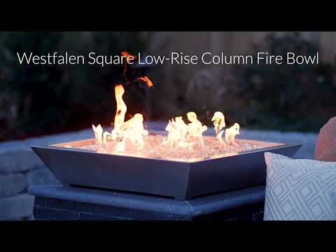 BBQGuys Signature Series Westfalen Square Low-Rise Column Fire Bowl - Stainless Steel Video