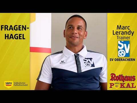 Marc Lerandy (Trainer SV Oberachern) im Fragen-Hagel vor dem SBFV-Rothaus-Pokalfinale 2020