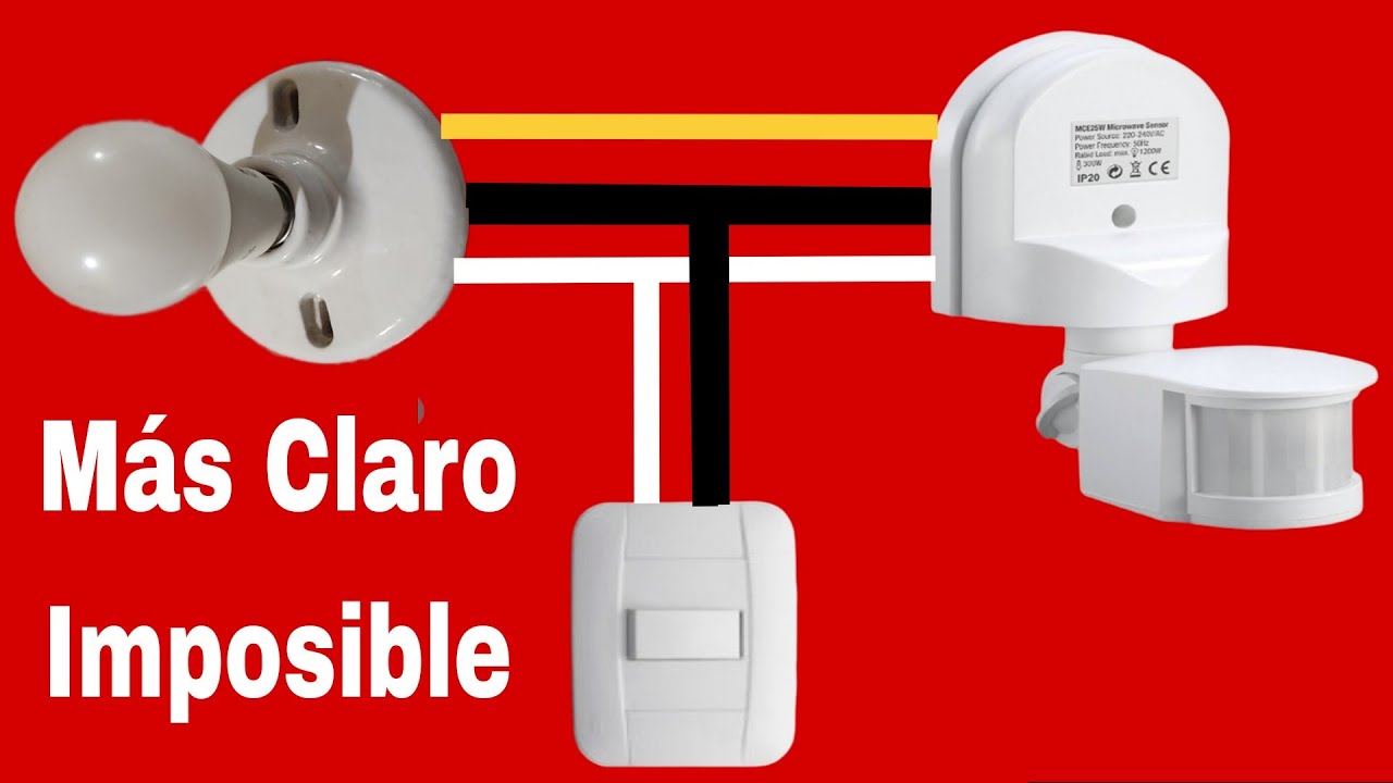 Cómo Encender un Foco de dos lugares diferentes. con Sensor de Movimiento y Interruptor