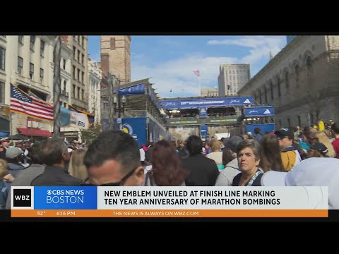 New Emblem unveiled at finish line of Boston Marathon marking 10 year anniversary of Marathon Bombin