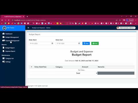 Home Budget and Expense Controller in PHP Application Projects