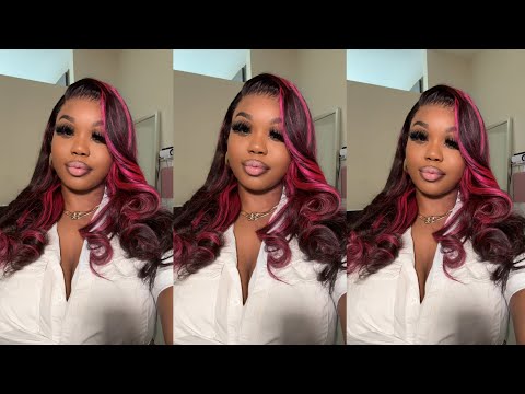 berry pink highlights wig! install + style | queen...