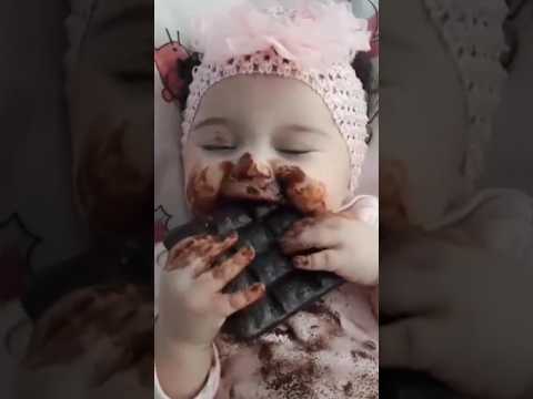 Baby eat dark chocolate 🍫😵‍💫🥰, // #shorts #babyshorts #youtubeshorts