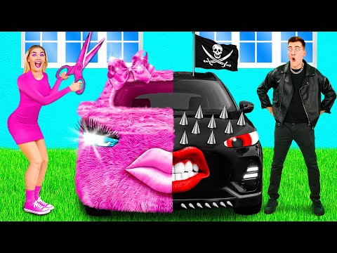 Růžové auto vs Černé auto Výzva | Zábavné okamžiky TeenTeam Challenge