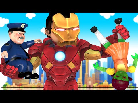 Police Nick Transform Iron Man vs Giant Zombie Doll Squid Game Attack City - Scary Teacher 3D Story