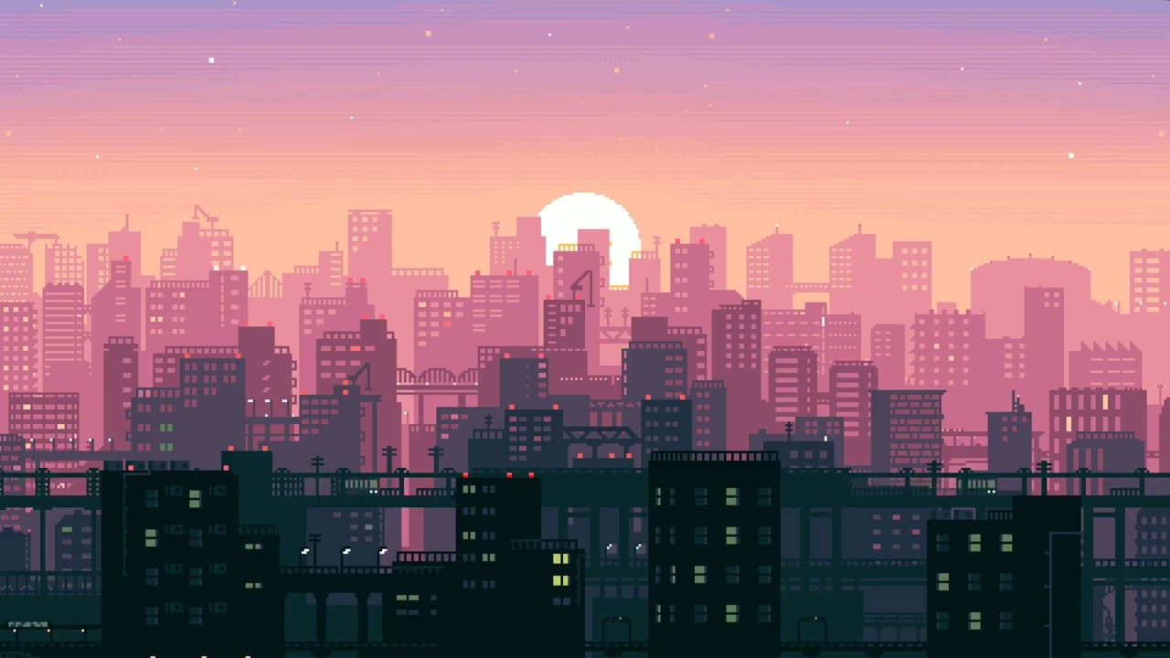 City :: Pixel Art :: Sunset