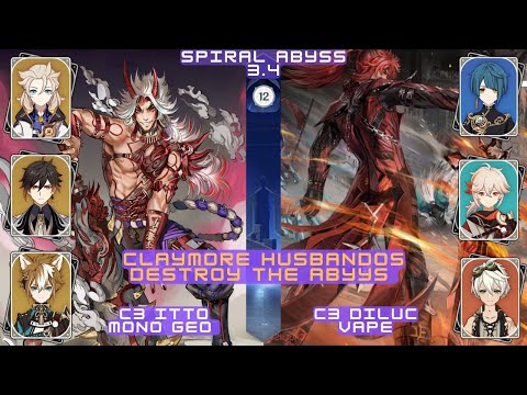 Claymore Chaos: C3 Itto and C3 Diluc Dominate Abyss Floor 12 in Genshin Impact 3.4