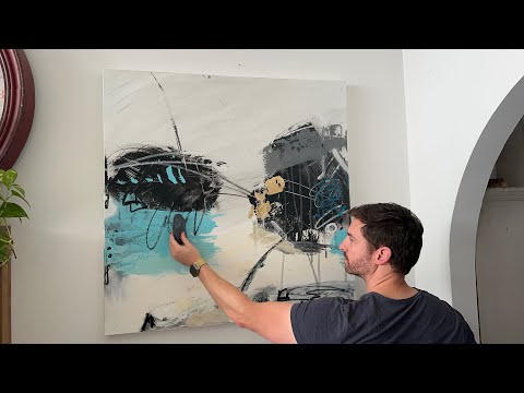 Abstract acrylic painting | 3D canvas | gold leaf | abstract painting