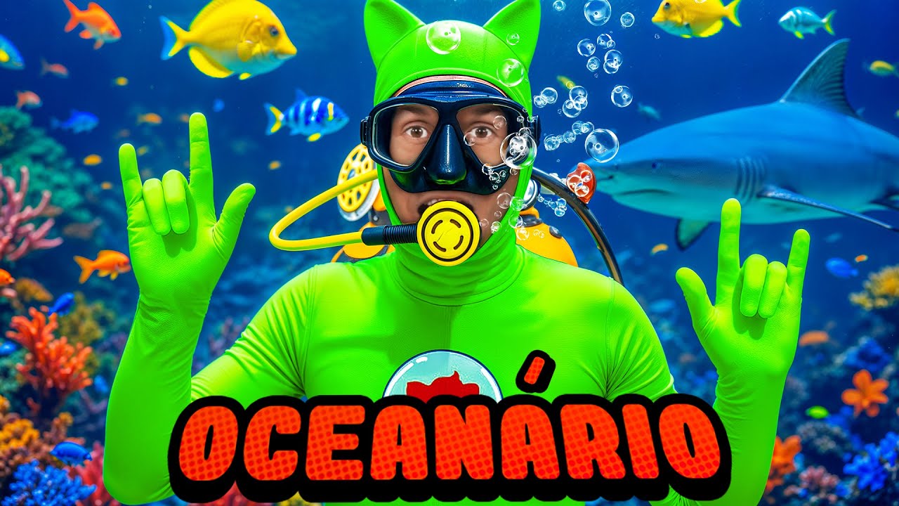 GATO GALACTICO Visita o OCEANÁRIO 🐳 Aprendendo Sobre Animais Marinhos 🦈