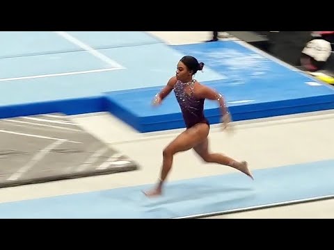 Gabby Douglas full warm-up on vault before pulling out of US Classics 2024