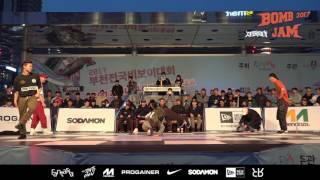[2017 Bomb jam KR] TOP16 Haru & Rockman vs Last for one | Jinjo crew | Chan PD x Stance x LB-PIX