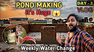 OUTDOOR DIY FISH POND MAKING VIDEO | POND UPDATE | DAY - 2 | HOW TO WEEKLY WATER CHANGE OF FISH TANK