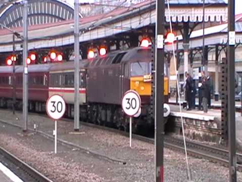 WCRC's class 47 No. 47786 'Roy Castle OBE' clagging out of York with No. 47804 on the rear 10.4.10.