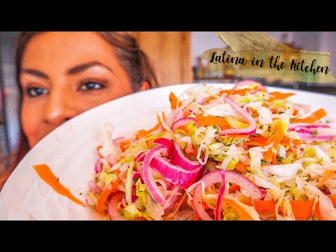 How to Make Curtido and Salsa for PUPUSAS | Pickled Cabbage