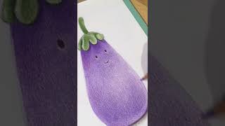 Colour Pencil Drawing Jellycat Eggplant #art #coloredpencils #jellycat