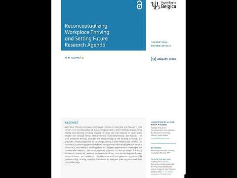 Reconceptualized Workplace Thriving – Sulphey