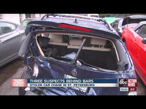 Pursuit in St. Petersburg ends in crash, 3 arrests