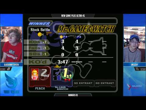 NGPU 45 SSBM - glock in my toyota (Mr. Game & Watch) vs. Unlucky (Peach) - Melee WR3