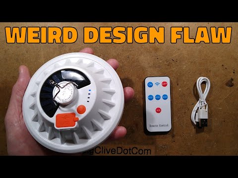 Rechargeable camping light with weird design flaw