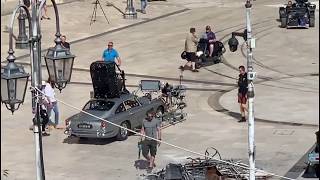 James Bond - No Time To Die: Aston Martin DB5 with Daniel Craig, crew members, Matera, Italy