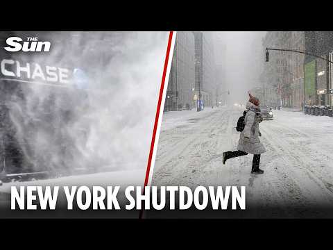 Moment snow storm hits New York as 'dangerous’ weather shuts east coast airports and schools
