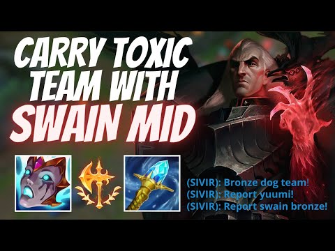 HOW TO CARRY TOXIC TEAMMATES WITH SWAIN MID IN SEASON 12! SWAIN MID GUIDE | BEST RUNES AND BUILD!