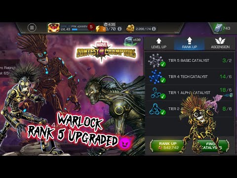 #warlock Fully Level Up💀 Rank 5 & How's To Find Tier 2 Alpha CATALYST 🤩 Wohh #mcoc Warlock 🥵Fight's