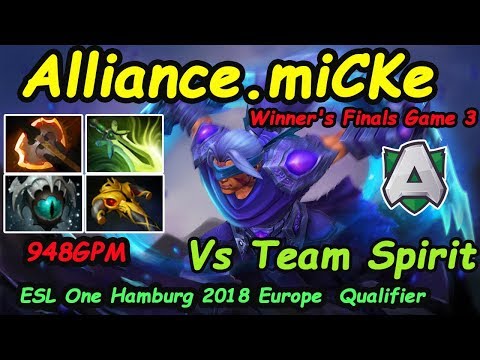 Alliance miCKe AntiMage Beast Mode  ESLOne Hamburg 2018 Europe Qualifier Game3 vs Team Spirit Dota2