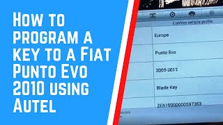 How to program a key to a Fiat Punto Evo 2010 using Autel