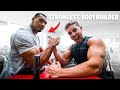ARM WRESTLING THE STRONGEST BODYBUILDER ft Larry Wheels