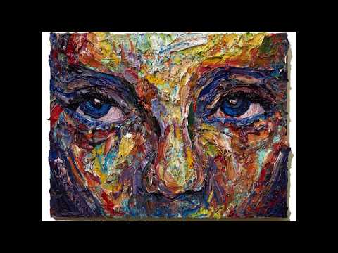 Portrait on Girl & Expressionist Original Oil Painting  ( 003_m345 )