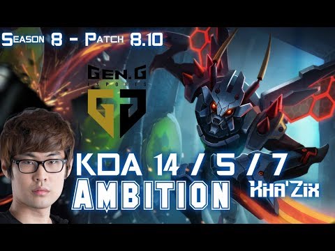 GenG Ambition KHA'ZIX vs XIN ZHAO Jungle - Patch 8.10 KR Ranked