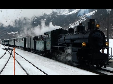 Swiss Steam Trains: Rhätische Bahn - Rh.B.108, Zernez, Engadin Valley.