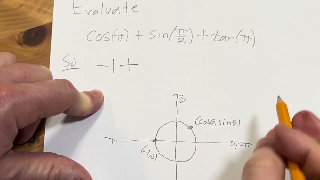 How to Evaluate cos(pi) + sin(pi/2) + tan(pi)