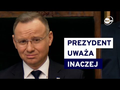 Wymowna mimika Andrzeja Dudy podczas expose szefa MSZ (@tvn24)