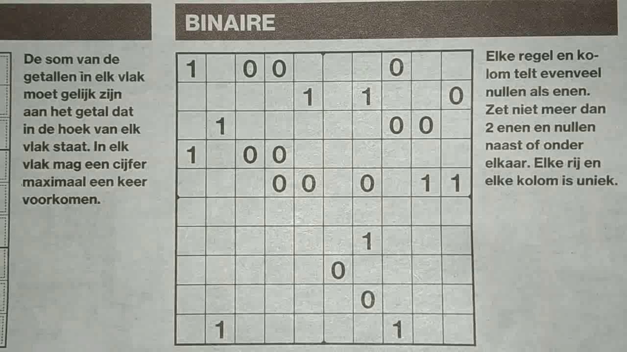 Once upon a time in Sudoku land, a Binary puzzle .... (with a PDF file) 08-14-2019 part 1 of 3