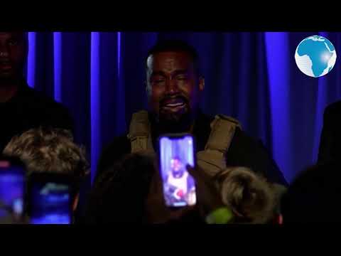 Kanye West breaks down during his first presidential campaign rally