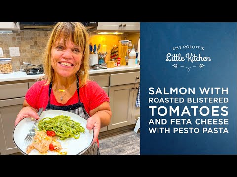 How to make Salmon with Roasted Blistered Tomatoes & Feta Cheese with Pesto Pasta