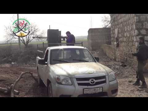 استهداف تحصينات قوات النظام داخل مطار منغ العسكري بواسطة رشاش دوشكا من قبل لواء سيوف الشام