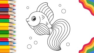 Learn How to Draw Goldfish | Easy Step by Step Tutorial For Kids