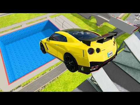 High Speed Jumping In Pool  - BeamNGDriveR