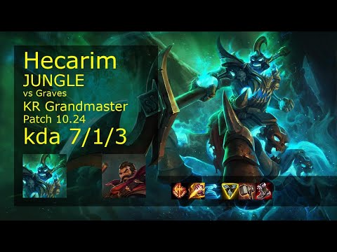 Hecarim vs Graves Jungle - KR Grandmaster 7/1/3 Patch 10.24 Gameplay // [롤] 헤카림 vs 그레이브즈 정글